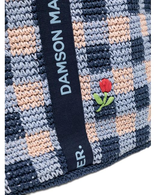 Damson Madder Blue Raffia Tote Bag