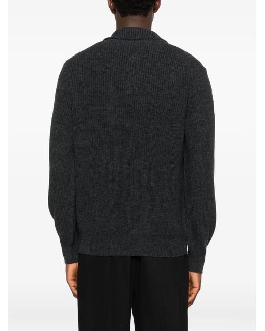 Tagliatore Black Polo-Collar Sweater for men