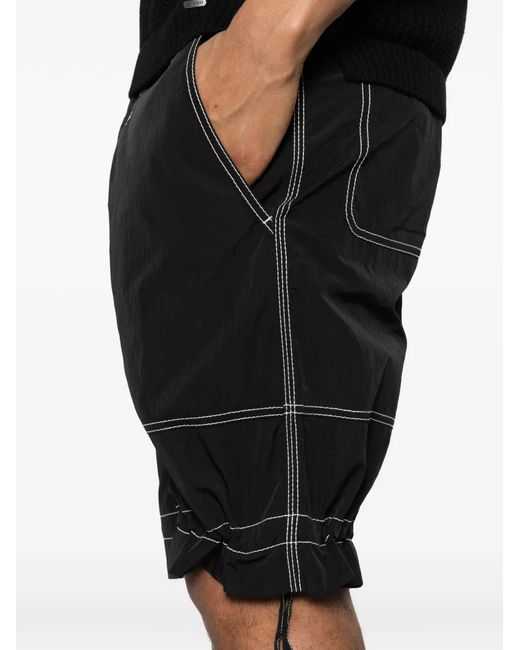 AMI Black Contrast-Stitch Bermuda Shorts for men