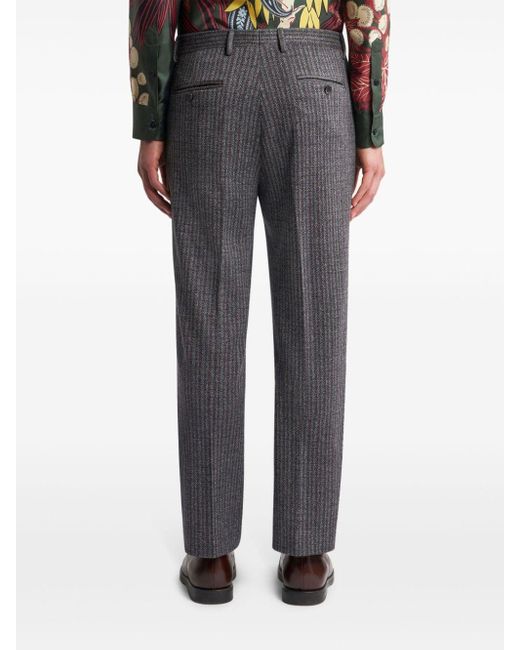 Etro Gray Plaid Chino Trousers for men