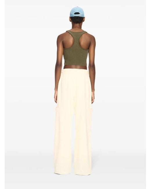 Off-White c/o Virgil Abloh Green Logo-Embroidered Ribbed Tank Top