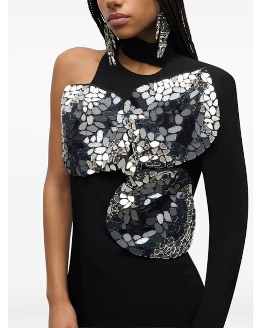 Area Black Embroidered Erystal Gown