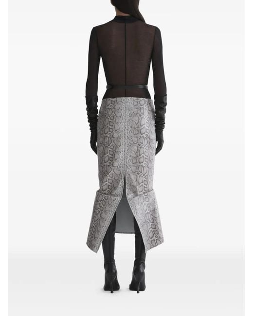 Mugler Gray Snake Print Skirt