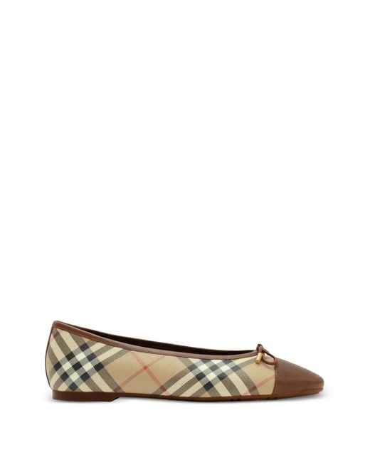 Burberry White Check Canvas Highgate Ballerinas
