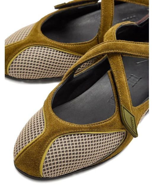 The Attico Brown Floor 01 Cross-Strap Ballet Flats