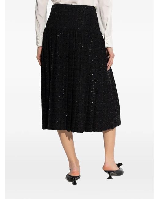 Alessandra Rich Black Sequin Slit Skirt
