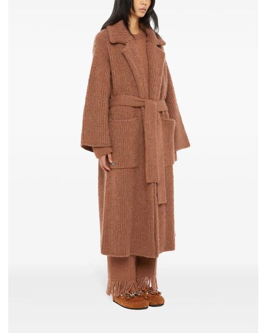 Alanui Brown Knitted Robe Coat