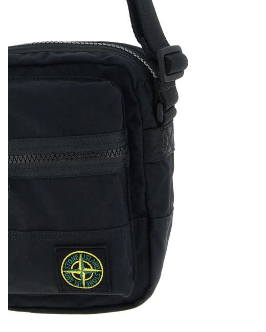 Stone Island Black Compass-Patch Shoulder Bag for men
