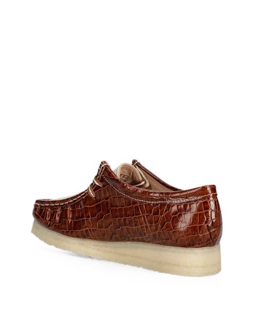 Clarks Brown Croc-Effect Wallabee Loafers