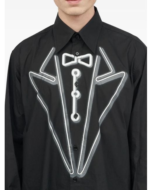 MM6 by Maison Martin Margiela Blue Tuxedo-Print Long-Sleeves Shirt for men