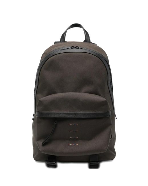 Paul Smith Black Leather-Trim Backpack for men