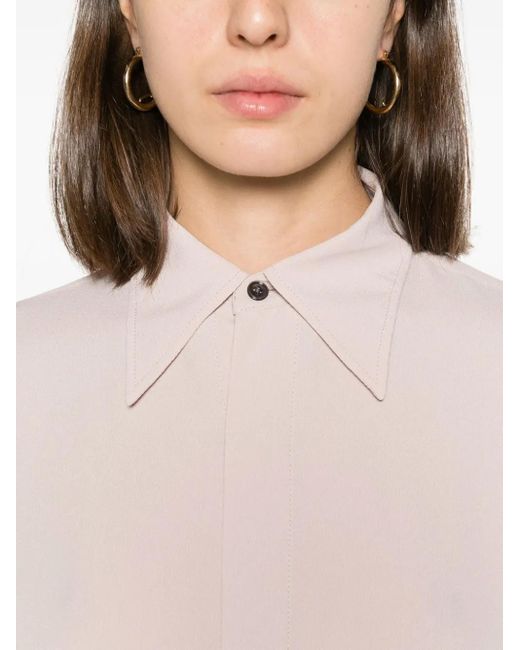AMI Pink Crepe-Texture Thigh-Lenght Shirt Dress