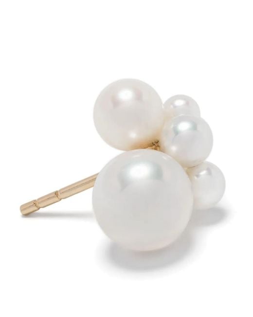 Sophie Bille Brahe White 14Kt Bisou Stud Earring