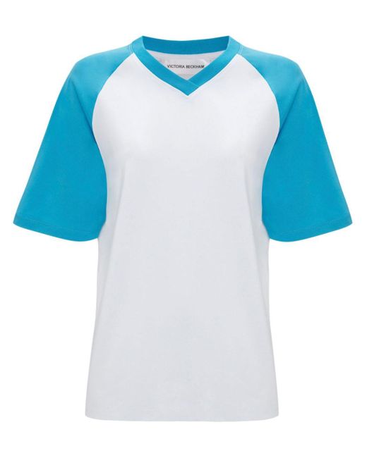 Victoria Beckham Blue Football T-Shirt aus Bio-Baumwolle