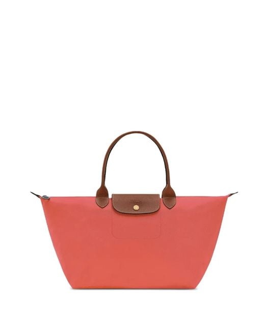 Longchamp Pink Le Pliage Leather-Trim Tote Bag