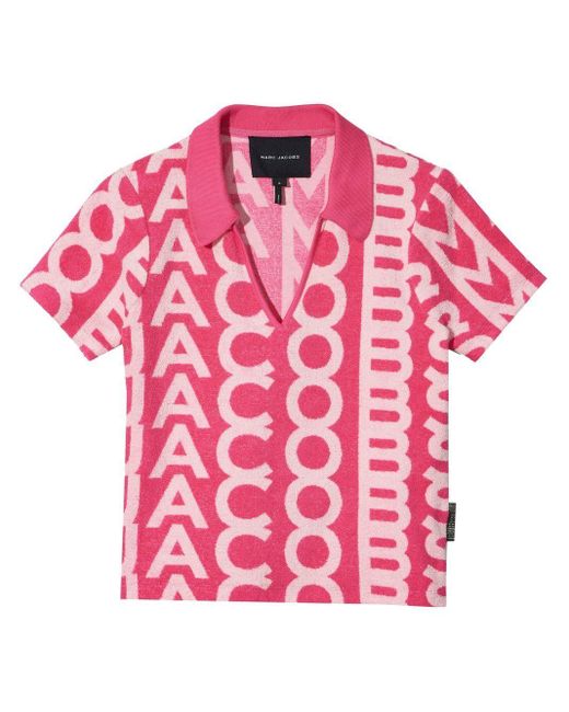 marc-jacobs-cotton-monogram-print-terry-polo-shirt-in-pink-lyst-canada