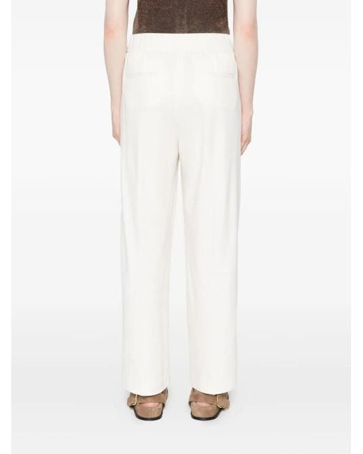 Peserico White Pleated Wide-Leg Trousers