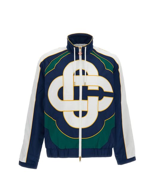 Casablanca Blue Logo-Print Panelled Jacket for men