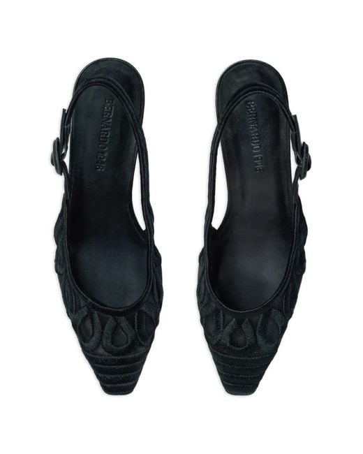 Bernardo Black Madinah Embroidered Slingback Pumps