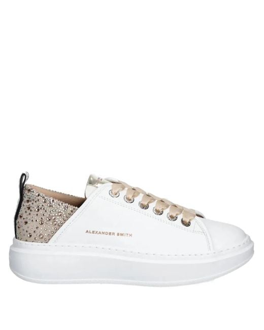 Alexander Smith White Sneakers Mit Kristallen