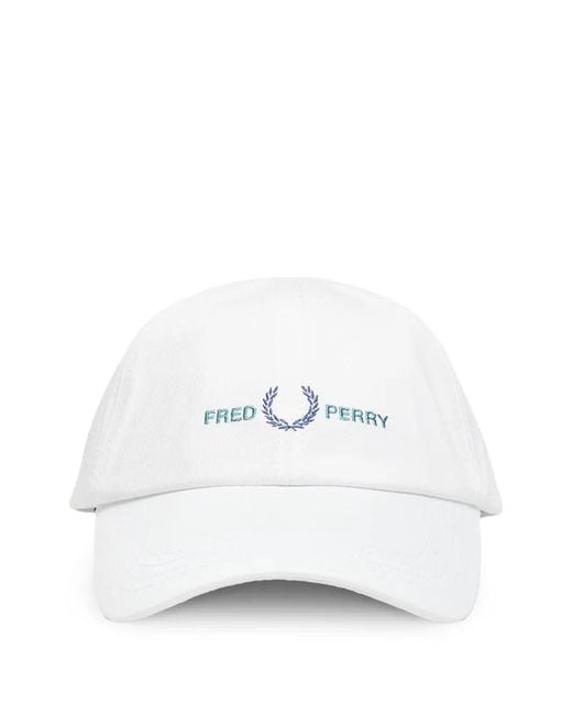 Fred Perry White Twill Logo Cotton Cap