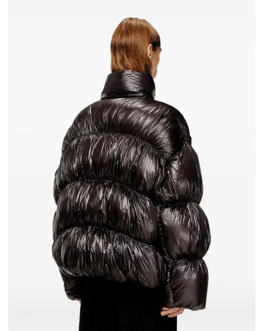 DIESEL Black Hooded Down Jacket With Bubble Effect for men