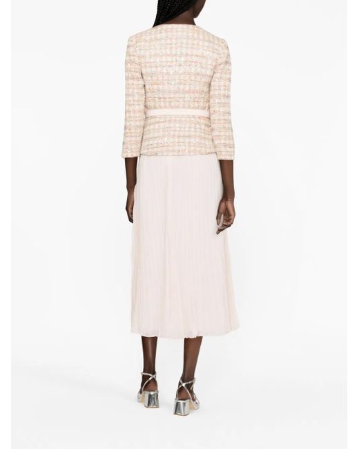 Self-Portrait Natural Fully-Pleated Flared Dress