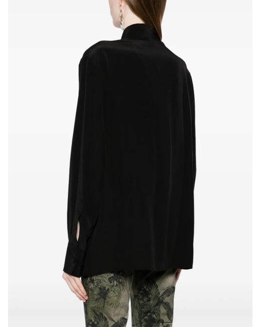Roberto Cavalli Black Bead-Embellished Appliqué Viscose Shirt