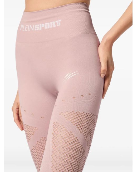 Philipp Plein Pink Seamless Mesh-Insert Leggings