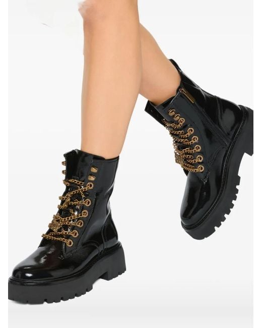 Kurt Geiger Matilda Charm Patent Leather Boots Black
