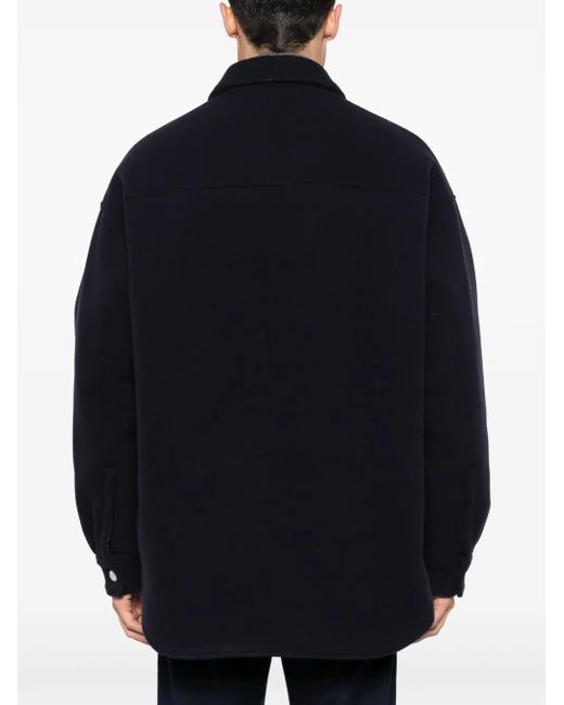 Giorgio Armani Blue Felted Virgin Wool Shirt Jacket for men