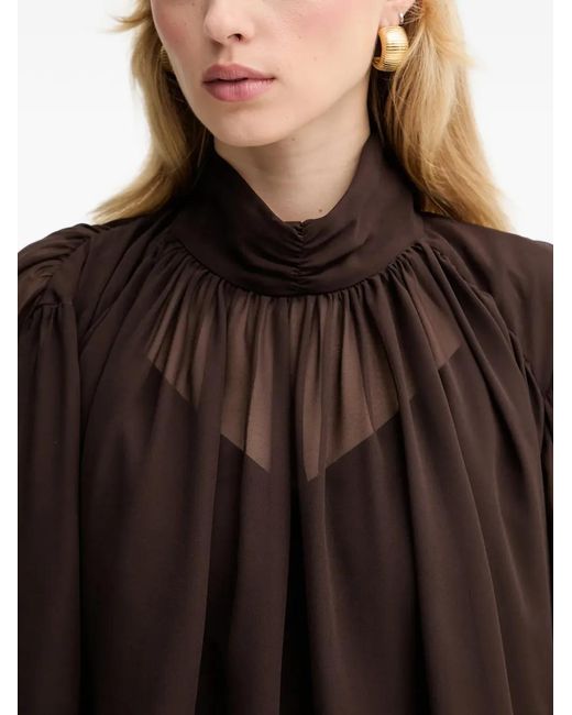 Gestuz Black Gzmio Ruffled High-Neck Blouse
