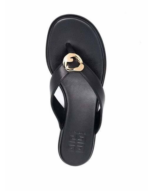 Givenchy Black Leather Flip-flops