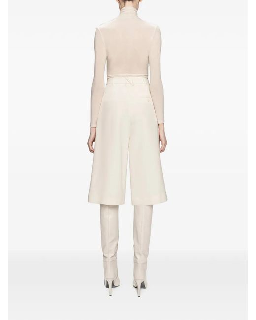 Nissa Natural Tailored High-Waist Bermuda Shorts