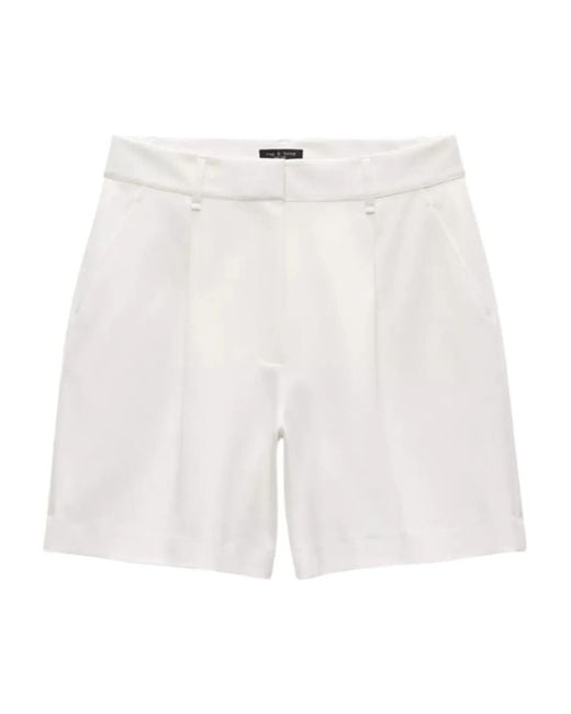 Rag & Bone White Pleated High-Waisted Shorts