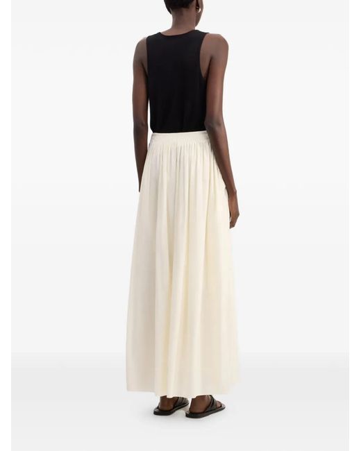 Loulou de Saison White Naya Gathered Flared Maxi Skirt