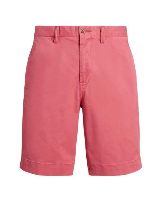 Polo Ralph Lauren Red Buttoned Chino Shorts for men