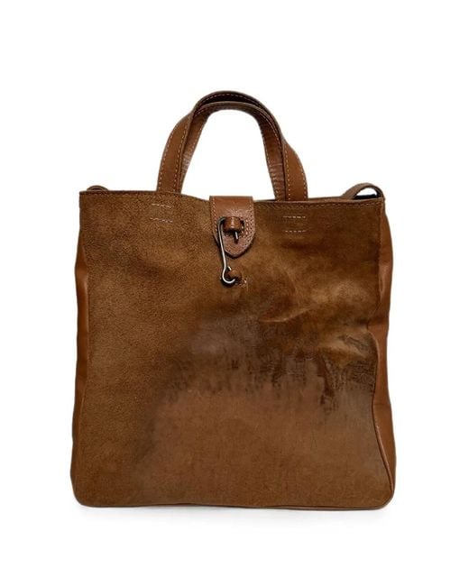 AVIVA JIFEI XUE Brown Hand-Dyed Leather Shoulder Bag for men