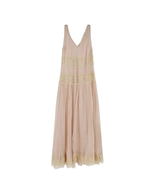 Mes Demoiselles Natural Domenica Lace-Trim Tiered Dress