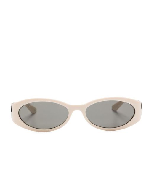 Gucci Gray Oval-Frame Tinted-Lenses Sunglasses