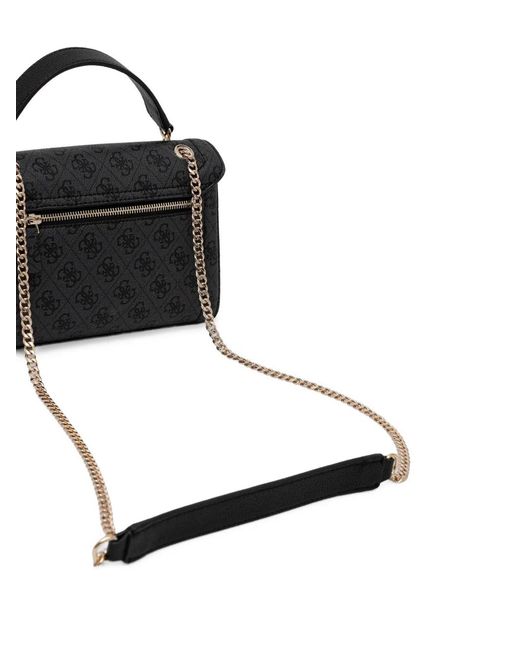 Guess Black Monogram-Pattern Satchel Bag