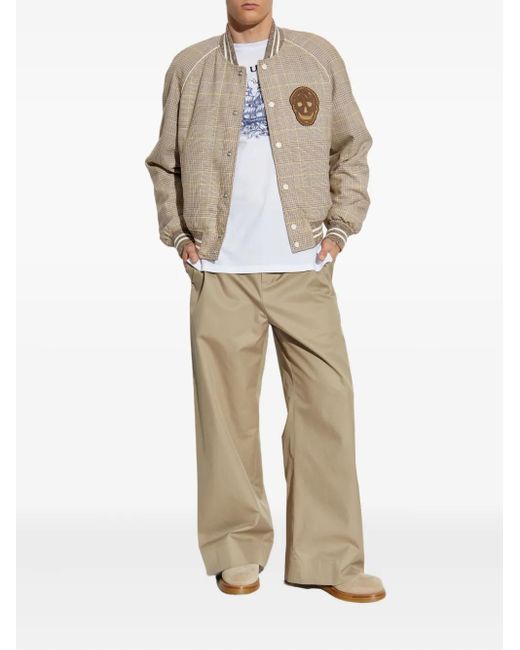 McQueen White Checked Bomber Jacket for men