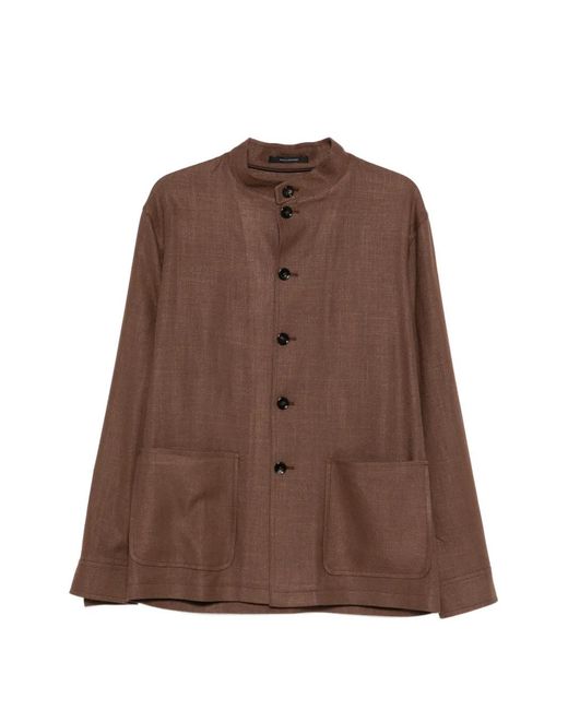 Tagliatore Brown Button Patch Pocket Jacket for men