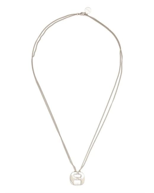 Ferragamo Metallic Logo-Engraved Pendant Necklace for men