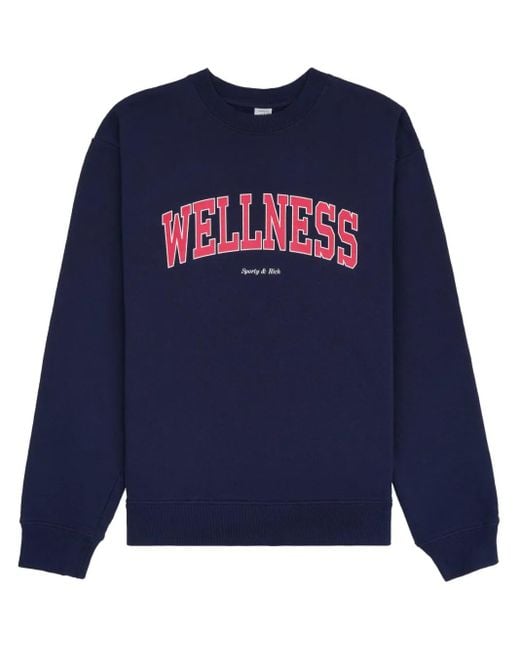 Sporty & Rich Blue Wellness Crew-Neck Cotton Sweatshirt