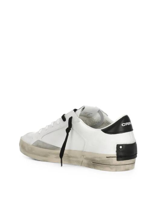 Crime London White Sk8 Deluxe Distressed-Effect Sneakers for men