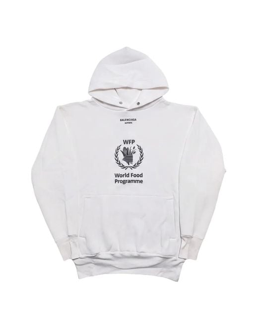 Balenciaga White X World Food Programme Logo-Print Hoodie for men