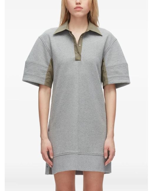 3.1 Phillip Lim Gray Polo-Collar Short-Sleeve Mini Dress