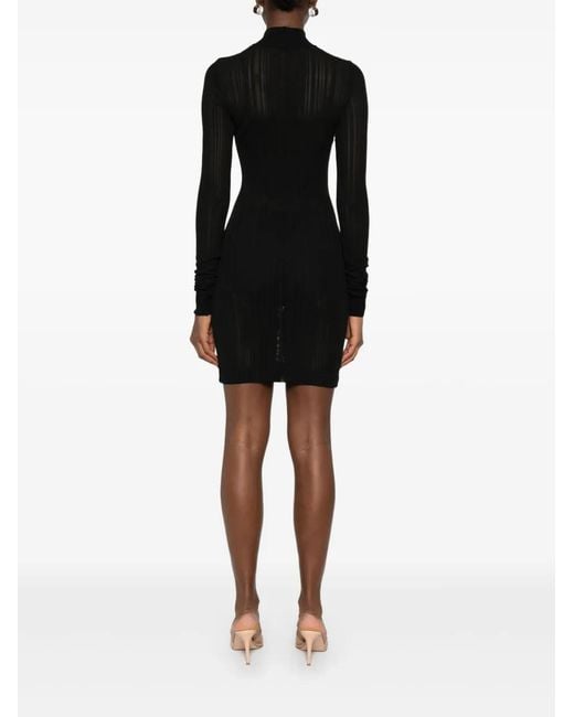 Amazuìn Black Ribbed High-Neck Top