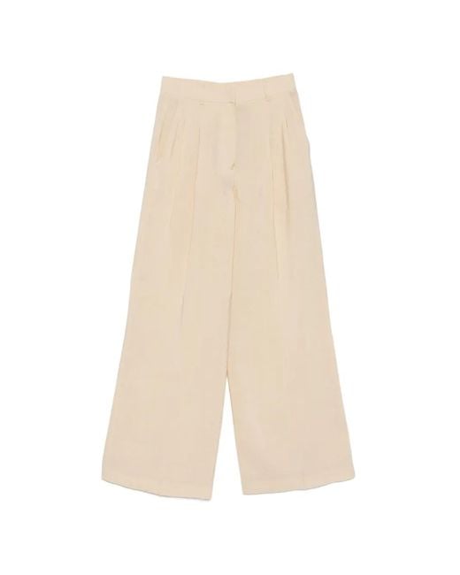Alpha Studio White Pleated Trousers